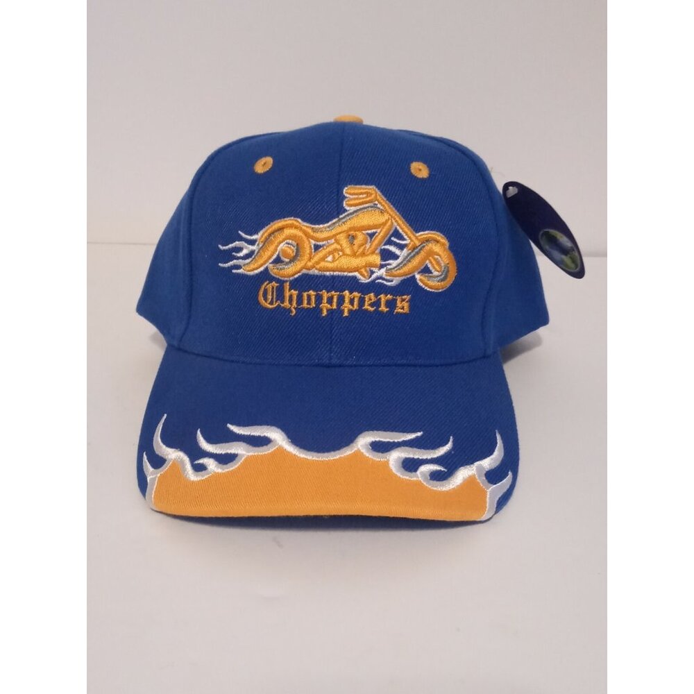 NWT -  Blue Choppers Cap Embroidered  Motorcycle Flames